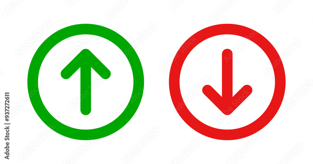 Green arrow up and red arrow down Green arrow up and red arrow down