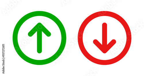 Green arrow up and red arrow down
