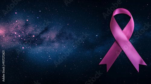 Wallpaper Mural Pink Ribbon & Stars Artwork: A pink ribbon against a starry night sky, symbolizing hope in the darkness, with copy space Torontodigital.ca