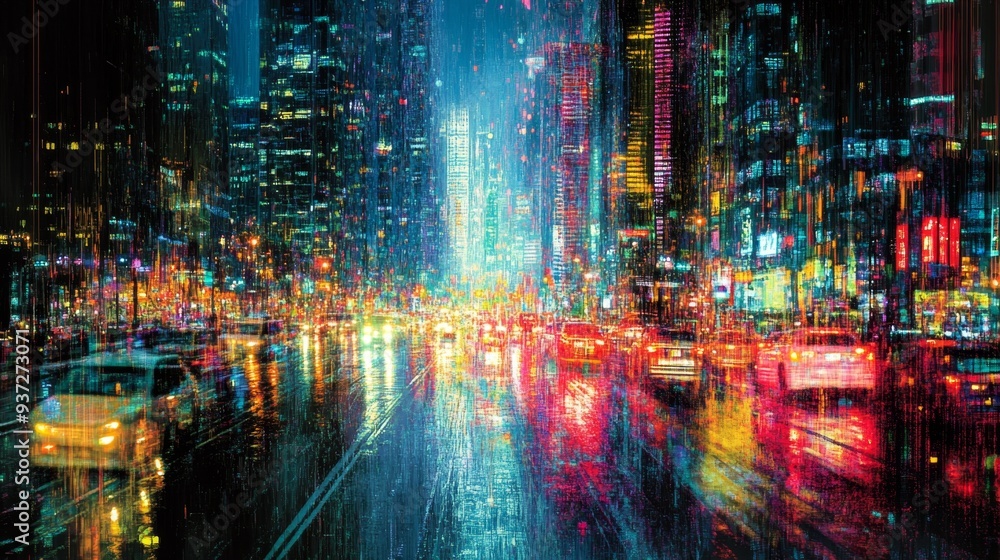 Obraz premium Glitch Cityscape.