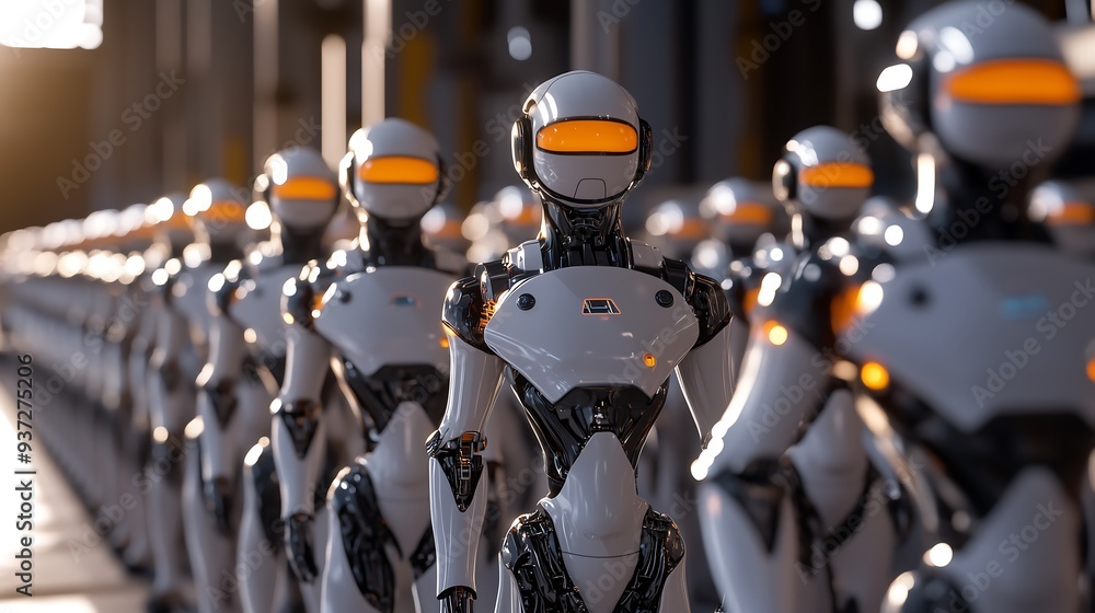 Obraz premium ai human robot factory