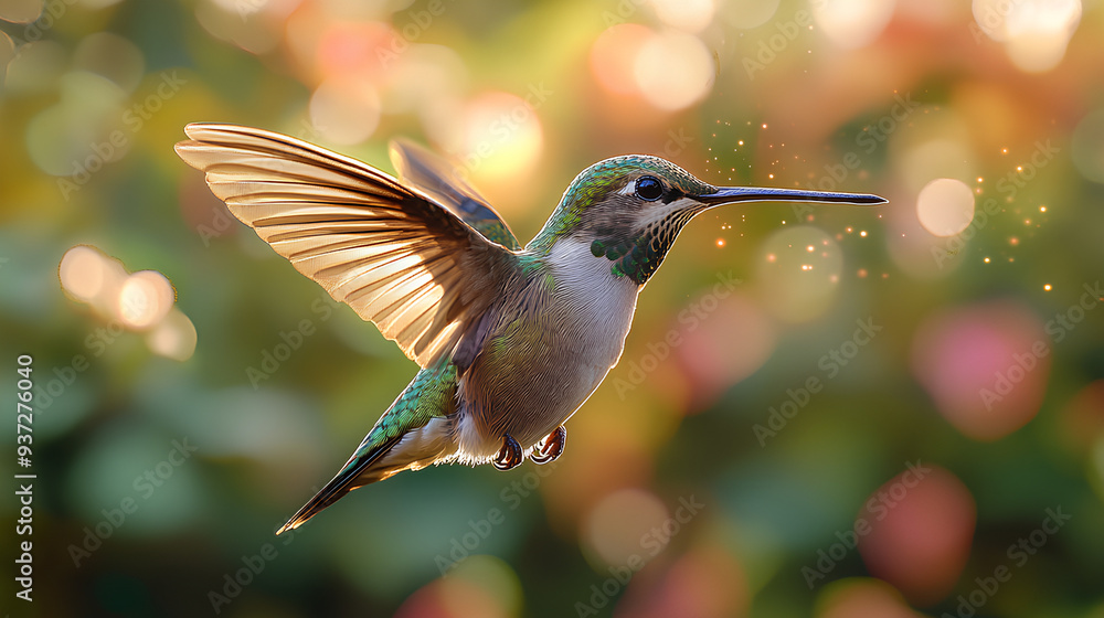 Fototapeta premium Hummingbird animal flying white background