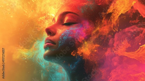 Woman in Abstract Color.