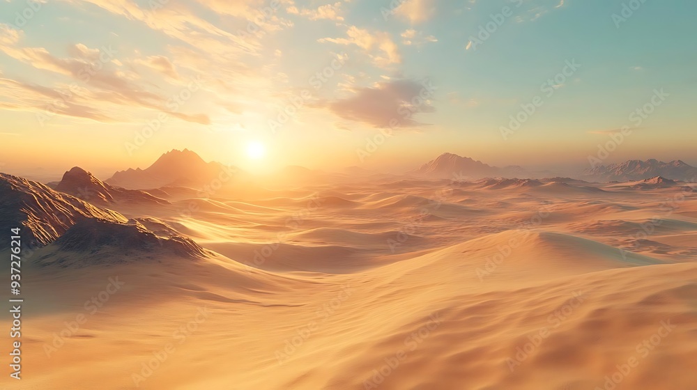 Desert Landscape Sunset Digital Illustration Desert Landscape Sunset Digital Illustration