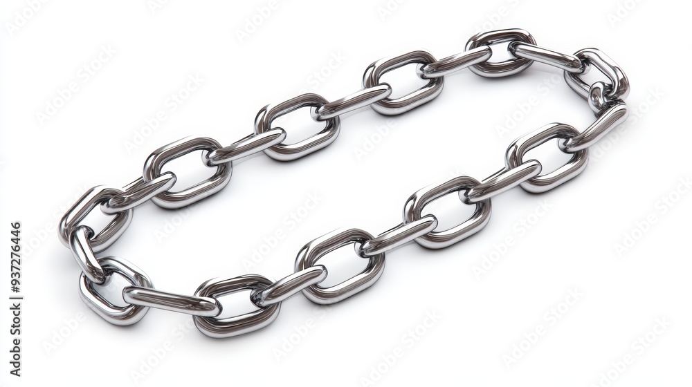 Fototapeta premium Silver Chain Link , Isolated On White Background, Ideal For Strength-Themed Designs And Connection Graphics . Generative ai