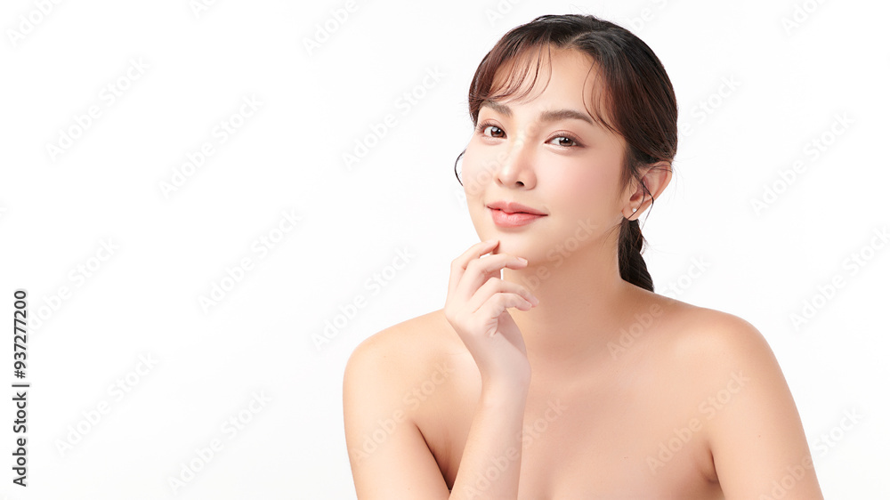 Beautiful young asian woman with clean fresh skin on white background, Face care, Facial treatment, Cosmetology, beauty and spa, Asian women portrait. Beautiful young asian woman with clean fresh skin on white background, Face care, Facial treatment, Cosmetology, beauty and spa, Asian women portrait.