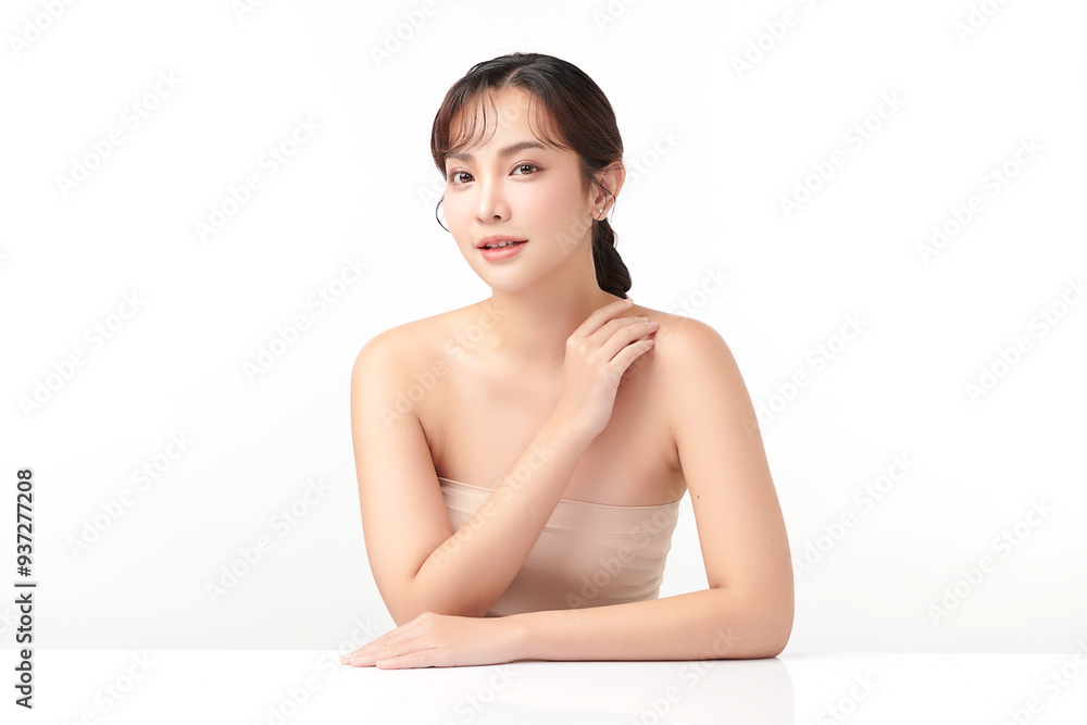 Beautiful young asian woman with clean fresh skin on white background, Face care, Facial treatment, Cosmetology, beauty and spa, Asian women portrait. Beautiful young asian woman with clean fresh skin on white background, Face care, Facial treatment, Cosmetology, beauty and spa, Asian women portrait.