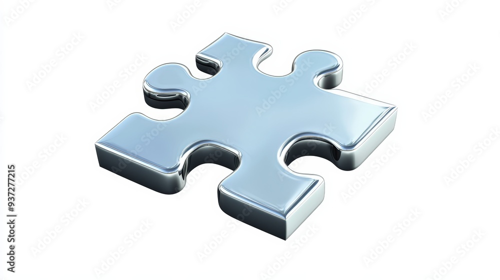 Silver Puzzle Piece , Isolated On White Background, Ideal For Problem-Solving-Themed Designs And Collaboration Graphics . Generative ai Silver Puzzle Piece , Isolated On White Background, Ideal For Problem-Solving-Themed Designs And Collaboration Graphics . Generative ai