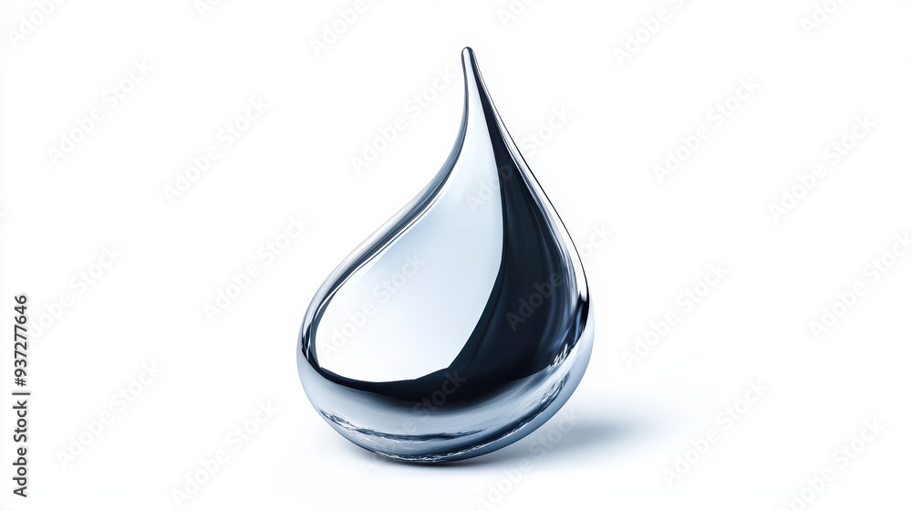 Silver Teardrop , Isolated On White Background, Ideal For Elegant-Themed Designs And Water-Themed Graphics . Generative ai Silver Teardrop , Isolated On White Background, Ideal For Elegant-Themed Designs And Water-Themed Graphics . Generative ai