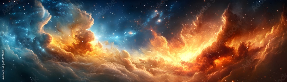 Naklejka premium Cosmic Nebula with Stars.