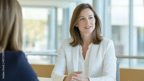 Young Professional Woman Engaged in a Business Meeting in Modern Office