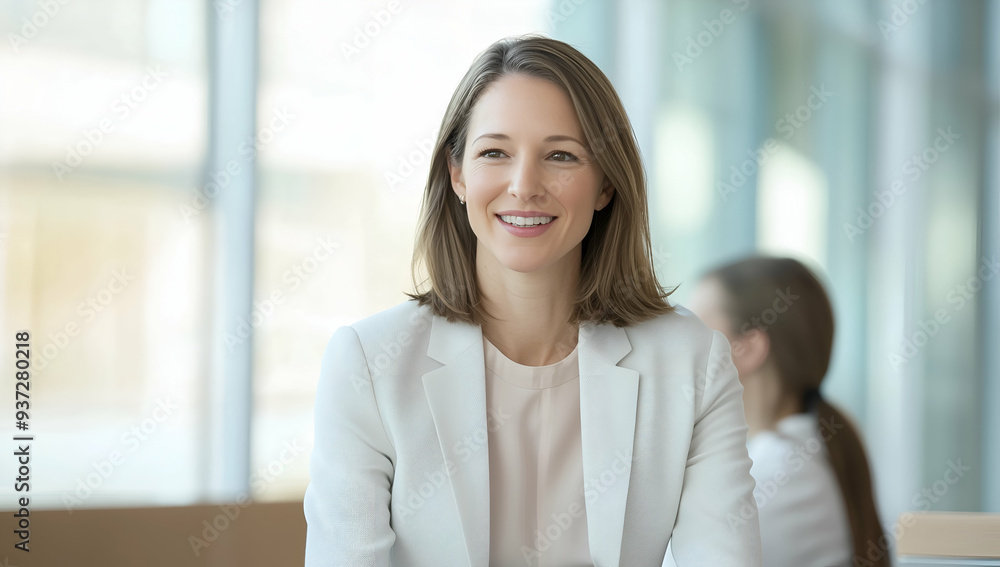 Young Professional Woman Engaged in a Business Meeting in Modern Office Young Professional Woman Engaged in a Business Meeting in Modern Office