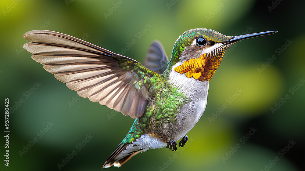 Fototapeta premium Hummingbird animal flying white background