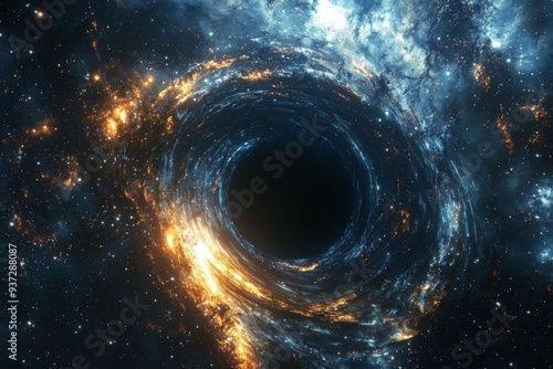 Black hole in space illustration created with Generative AI