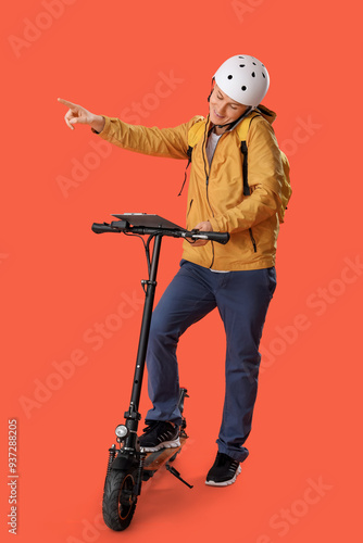 Male courier with clipboard...