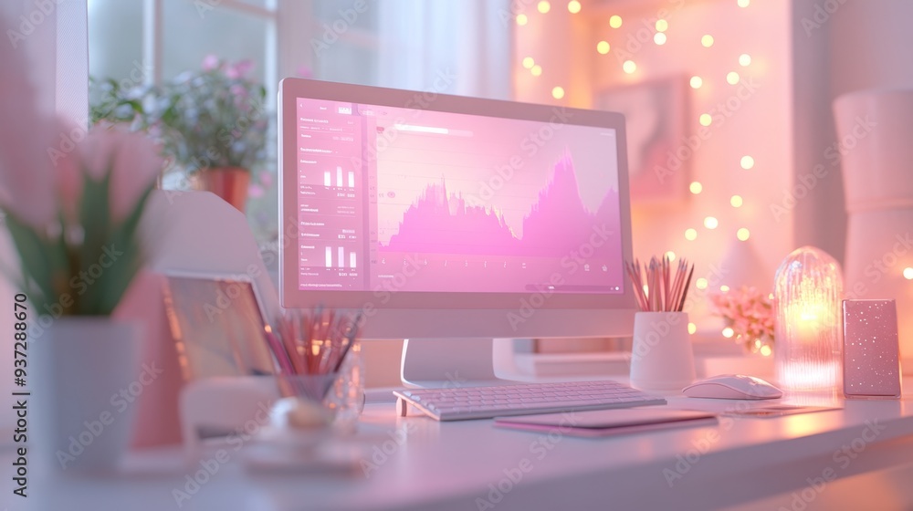 Pink Desk Workspace. Pink Desk Workspace.