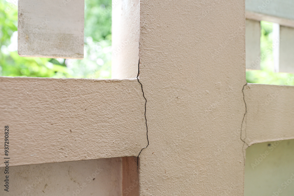 House cement wall is cracked split or old building have stain and broken collapsed. House cement wall is cracked split or old building have stain and broken collapsed.