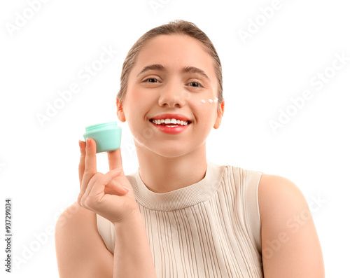 Smiling young woman with ja...