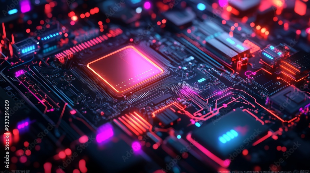 Circuit Board Neon Glow. Circuit Board Neon Glow.