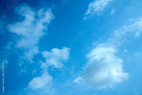 Summer blue sky cloud gradient light white background. Beauty clear cloudy in sunshine calm bright winter air bacground. Gloomy vivid cyan landscape in environment day horizon skyline view spring wind