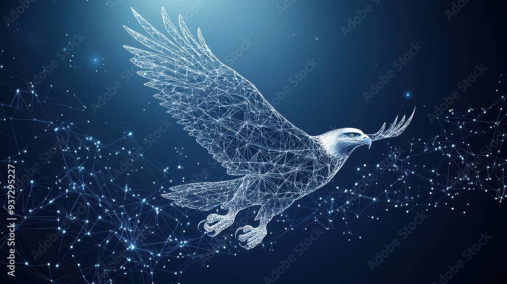Abstract eagle representation banner using polygonal style and network pattern Abstract eagle representation banner using polygonal style and network pattern