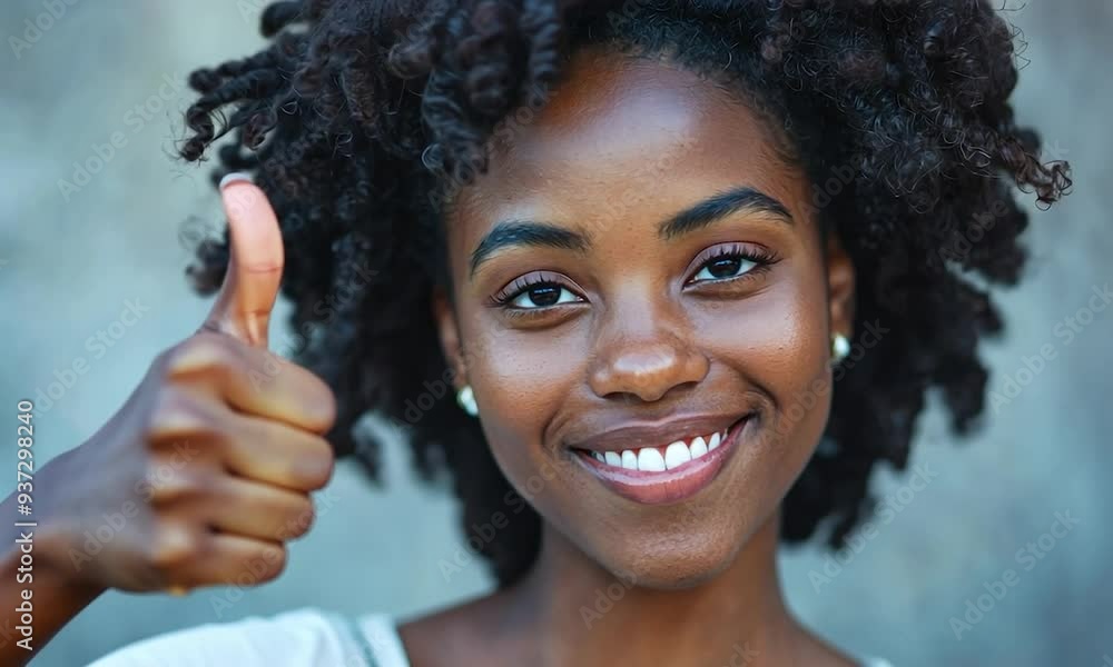 African American Woman With Thumbs Up Gesture African American Woman With Thumbs Up Gesture