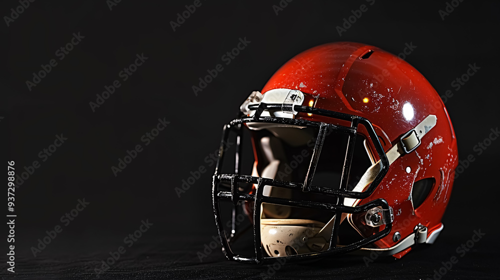 Football helmet on a black background. Football helmet on a black background.