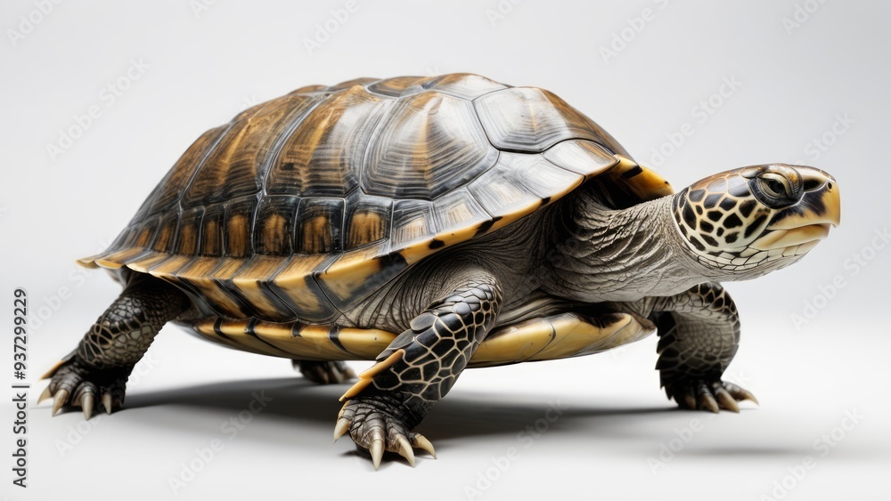 Obraz premium A detailed close up of a tortoise against a neutral background