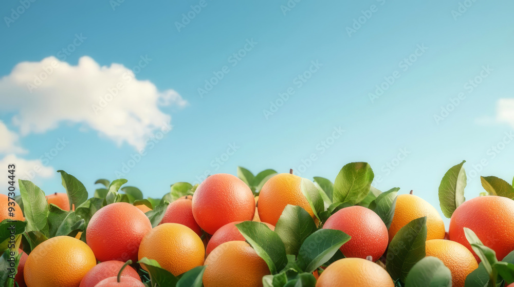 Organic fruit farming, drip irrigation methods, 3D illustration Organic fruit farming, drip irrigation methods, 3D illustration