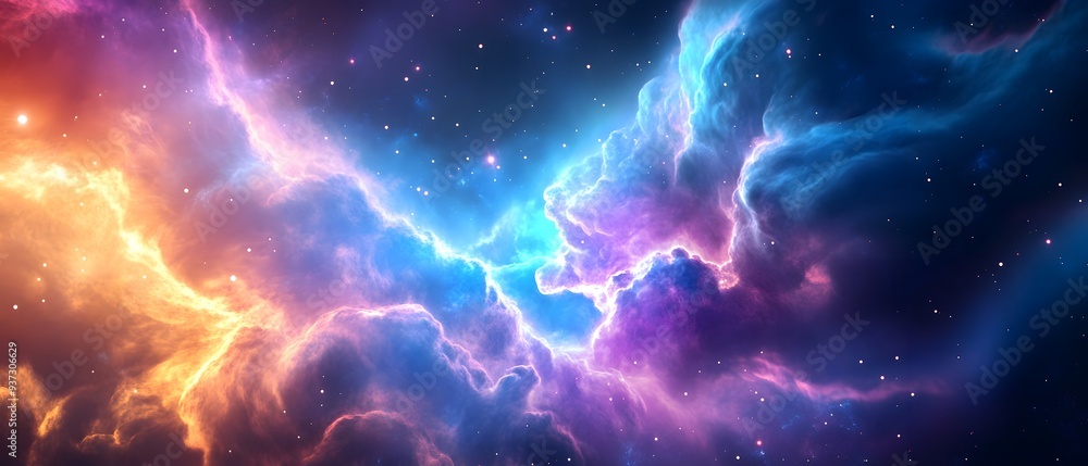 Cosmic Nebula with Stars and Galaxies. Cosmic Nebula with Stars and Galaxies.