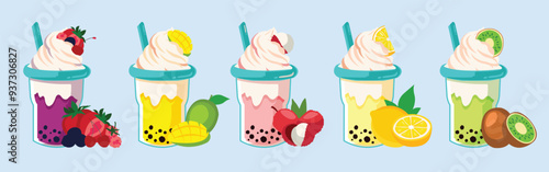 Fruit Smoothies. Fruit Juice Hand Drawn