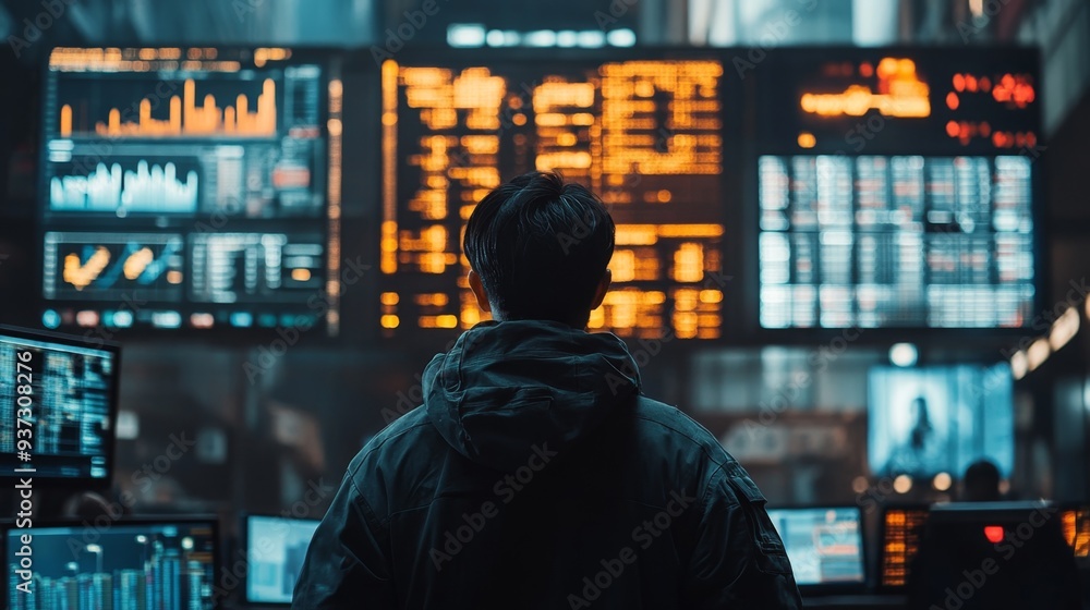 Man Watching Stock Market. Man Watching Stock Market.