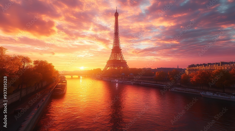 Fototapeta premium the Eiffel Tower, Paris, iconic design, nice mood on nice background