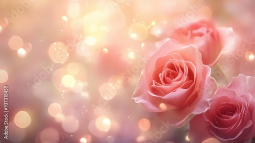 A soft-focus image of pink roses with a dreamy, bokeh background.