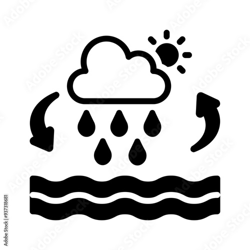Vector solid black icon for Evaporation