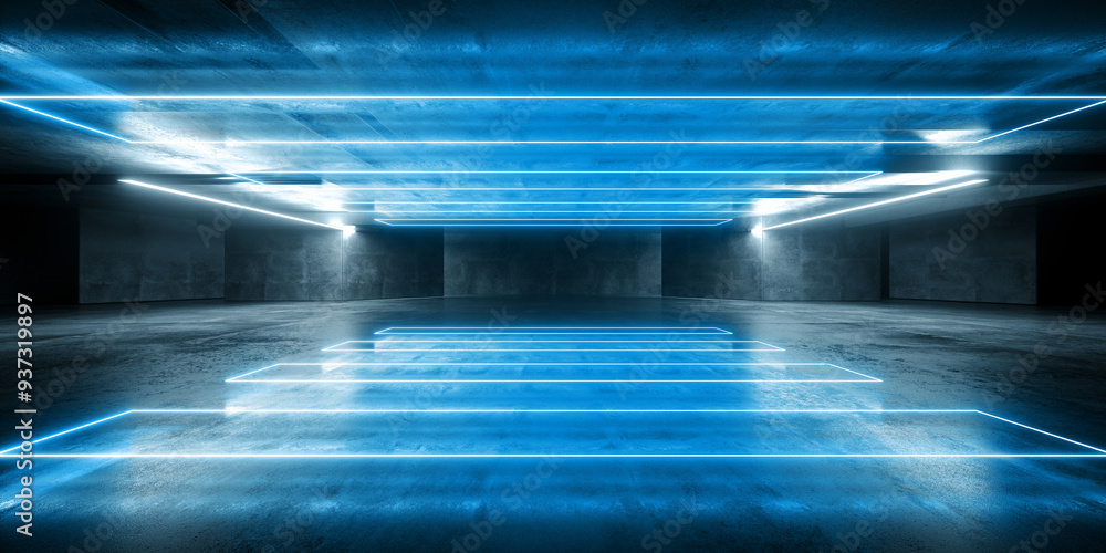 Hangar Cyber Technology Sci Fi Futuristic Tunnel Corridor Cement Concrete Grunge Underground Basement Laser Neon Glowing Empty Space Showroom Background Graphic 3D Rendering Hangar Cyber Technology Sci Fi Futuristic Tunnel Corridor Cement Concrete Grunge Underground Basement Laser Neon Glowing Empty Space Showroom Background Graphic 3D Rendering