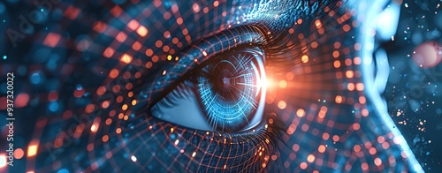 Synthetic data for privacy enhancement, dynamic design, ample copy space, cybernetic tone, Splitcomplementary color scheme