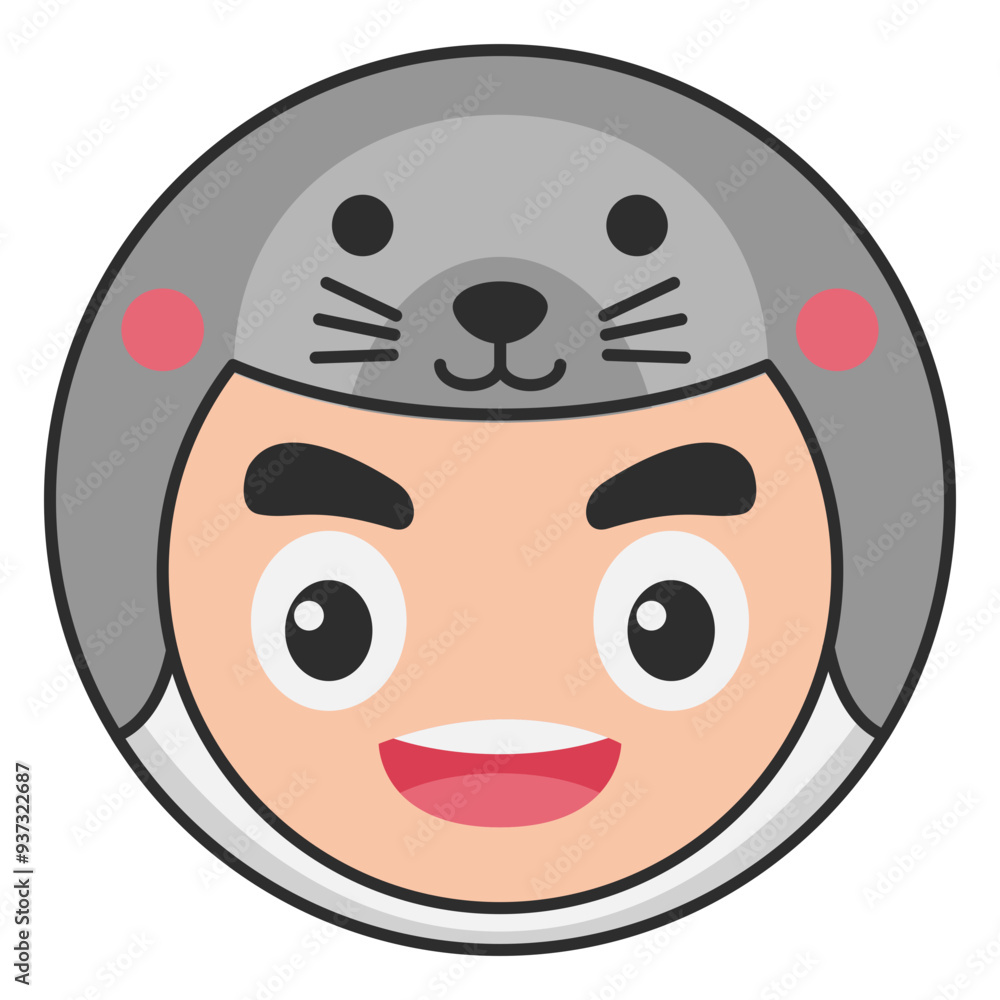 Fototapeta premium Cute Seals Animal Head Avatar Icon Illustration