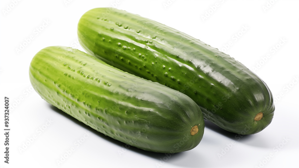 Two fresh cucumbers isolated on a white background, ideal for health, food, or vegetable-related visuals. Two fresh cucumbers isolated on a white background, ideal for health, food, or vegetable-related visuals.