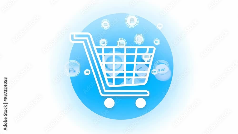 Shopping cart icon animation on white background Shopping cart icon animation on white background