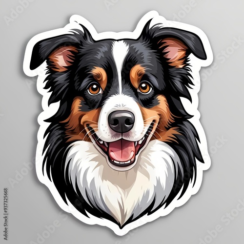 Collie sticker, generative ai photo