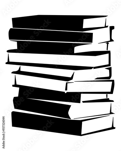 black and white vector stack of books books support education theme