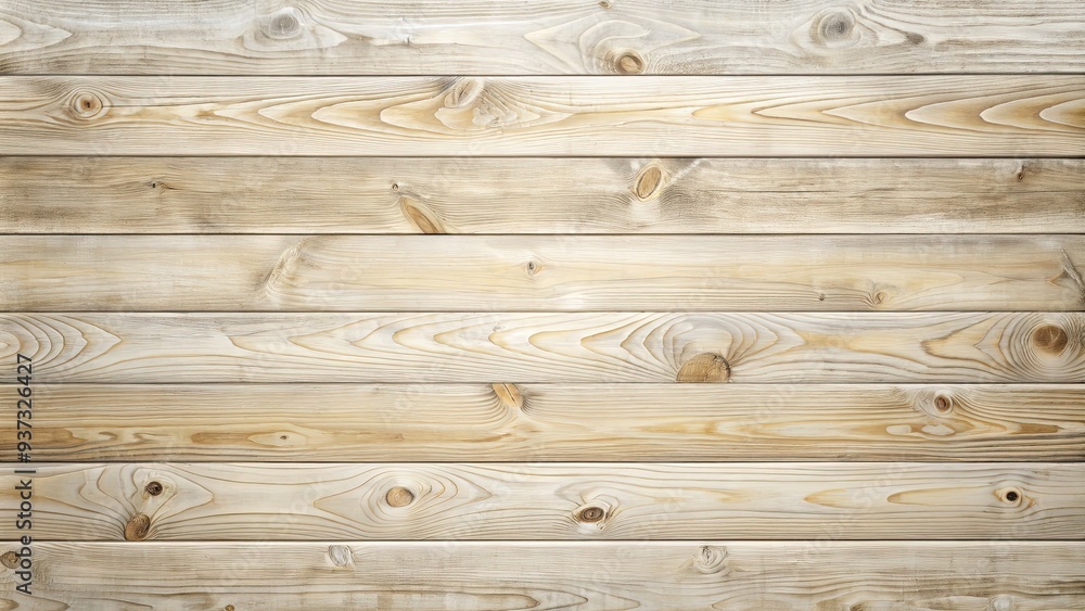 Naklejka premium Soft, creamy light exposes the gentle wash of wooden planks, revealing a subtle gradient of beige and gray in a rustic, textured pattern.