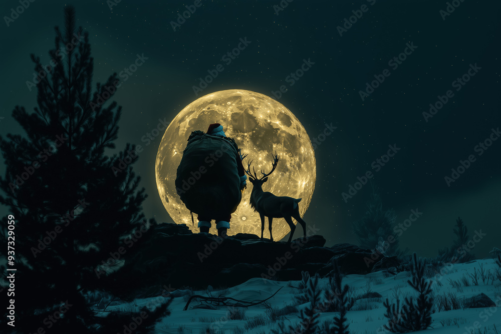 Naklejka premium Santa Claus on a Silent Night's Generative AI