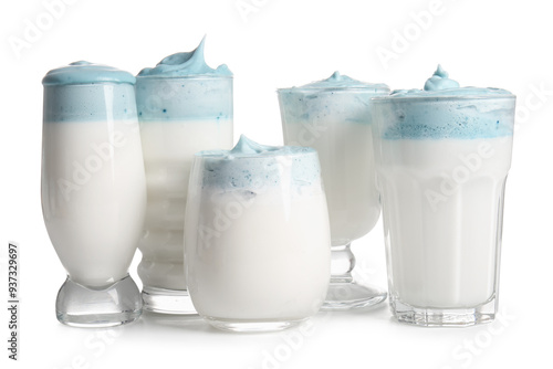 Glasses of blue dalgona mat...