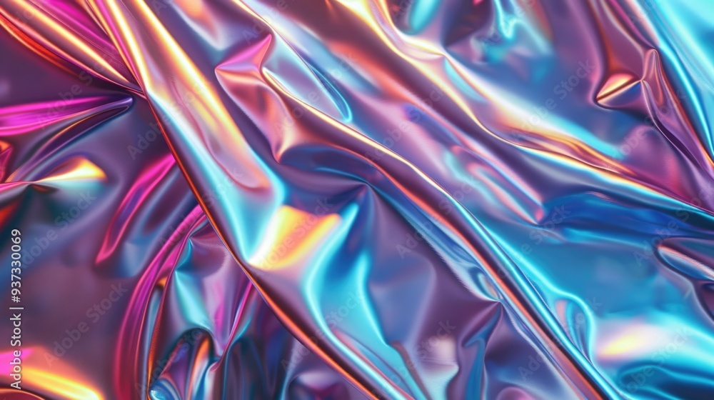 Fototapeta premium Abstract digital fabric, sci-fi holographic foil background.