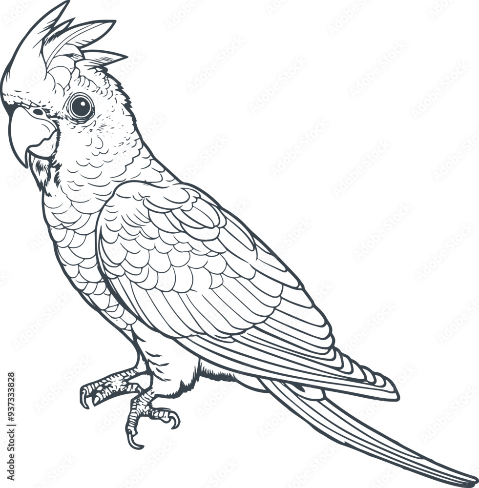 Fototapeta premium Cockatoo bird line art illustration