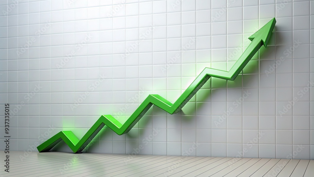 Upward trending graph with a bright green curve rapidly increasing in value, symbolizing business growth, Upward trending graph with a bright green curve rapidly increasing in value, symbolizing business growth,