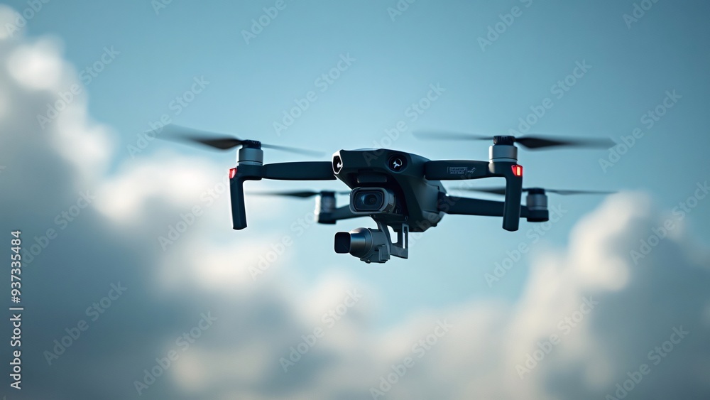 Drone on clear blue sky Drone on clear blue sky