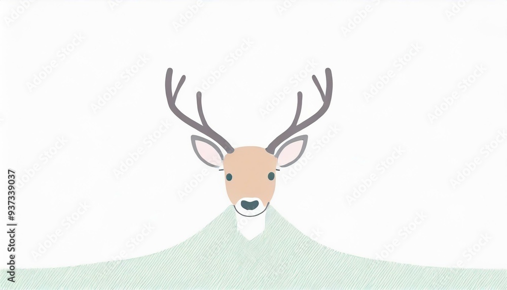 シンプルな白背景のトナカイのイラスト シンプルな白背景のトナカイのイラスト